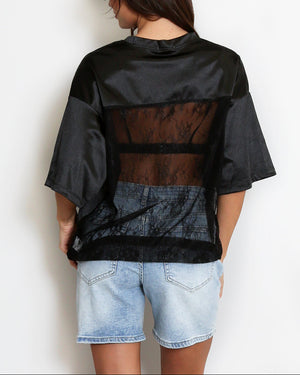 Sheer Lace Baseball Top