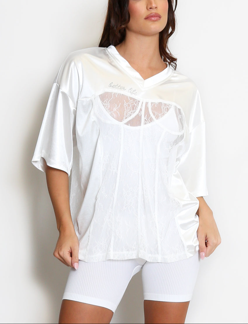 Sheer Lace Baseball Top