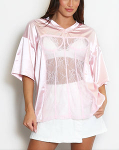 Sheer Lace Baseball Top