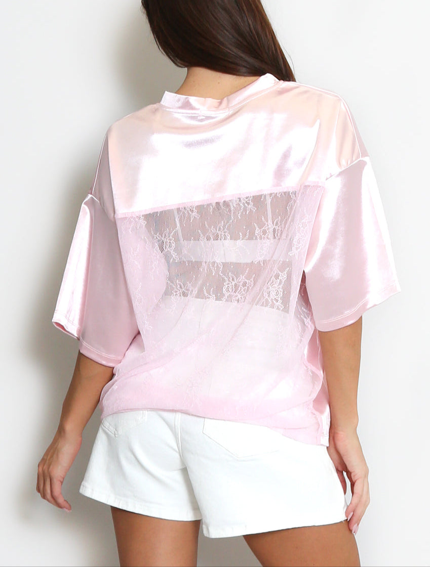 Sheer Lace Baseball Top