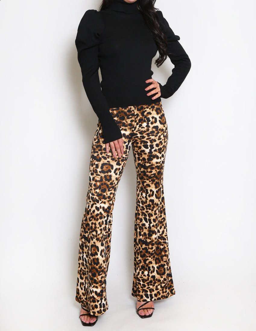 Leopard Print Flared Trouser