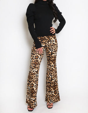 Leopard Print Flared Trouser