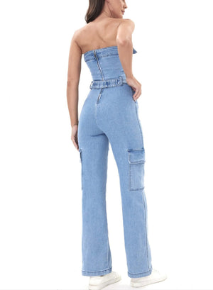 Bardot Denim Cargo Jumpsuit