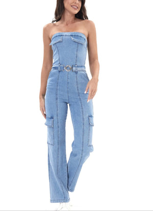 Bardot Denim Cargo Jumpsuit