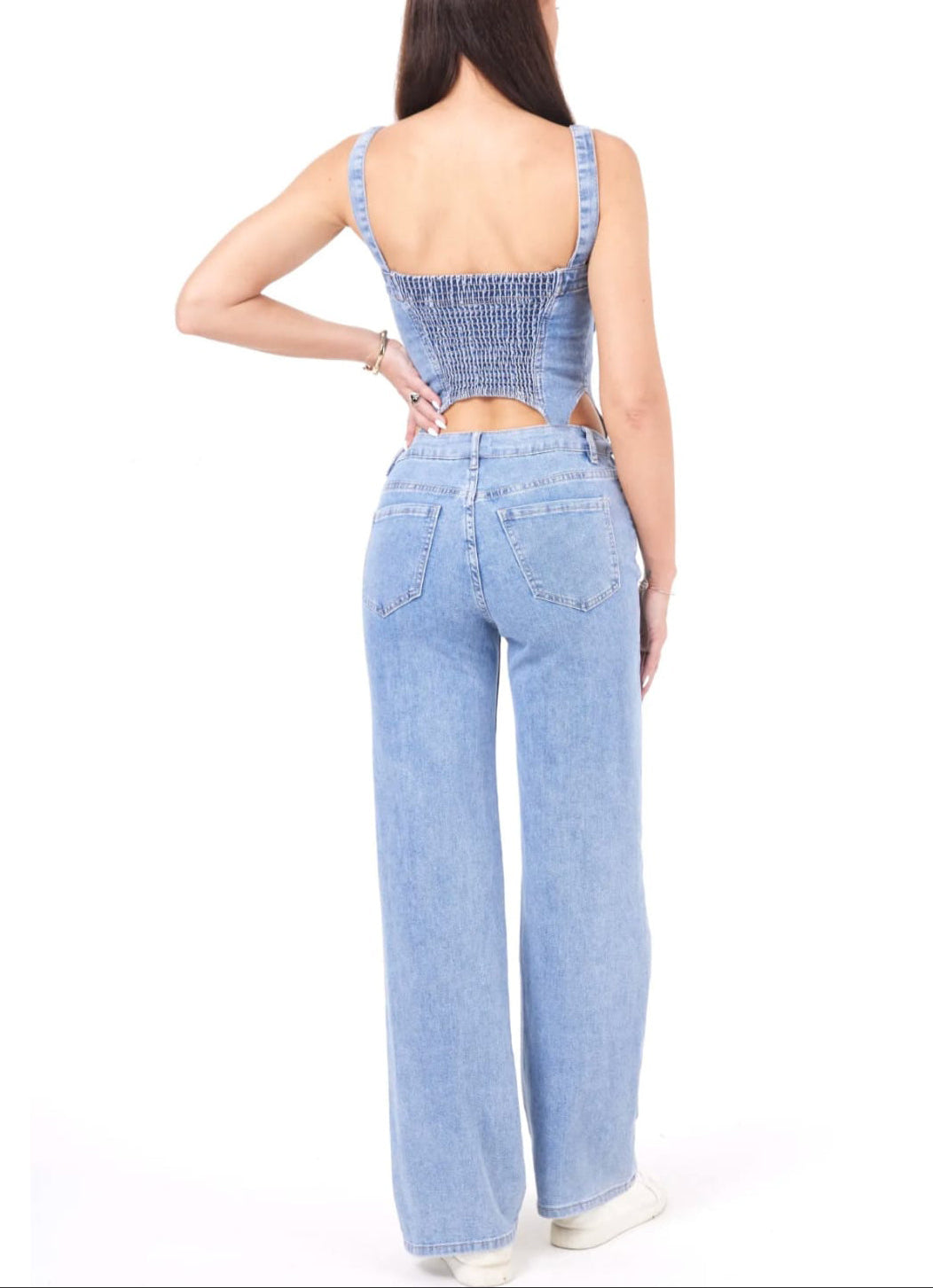 Cut Out Denim Jumpsuit