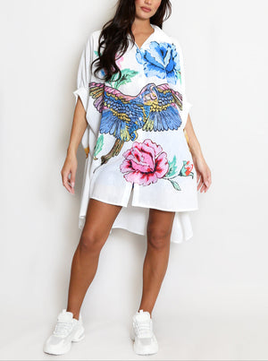 Parrot Graffiti Oversized Shirt
