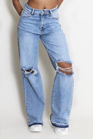 Dad Fit Ripped Denim Jeans