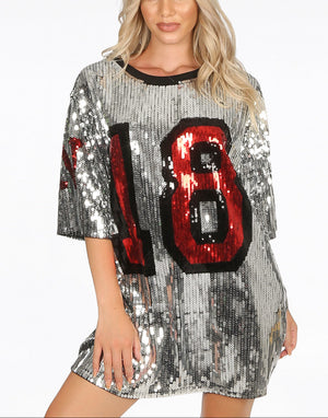 Sequin 18 Slogan T-Shirt Dress