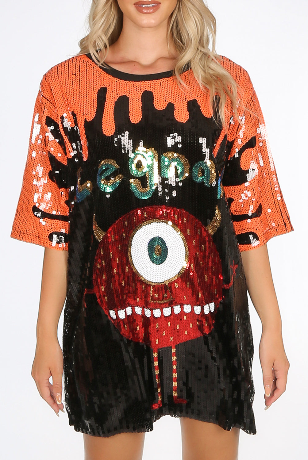 Sequin Monster T-Shirt Dress