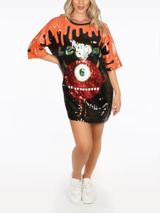 Sequin Monster T-Shirt Dress