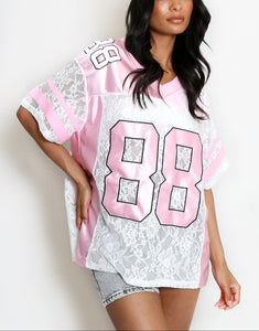 88 Slogan V Neck Varsity Top